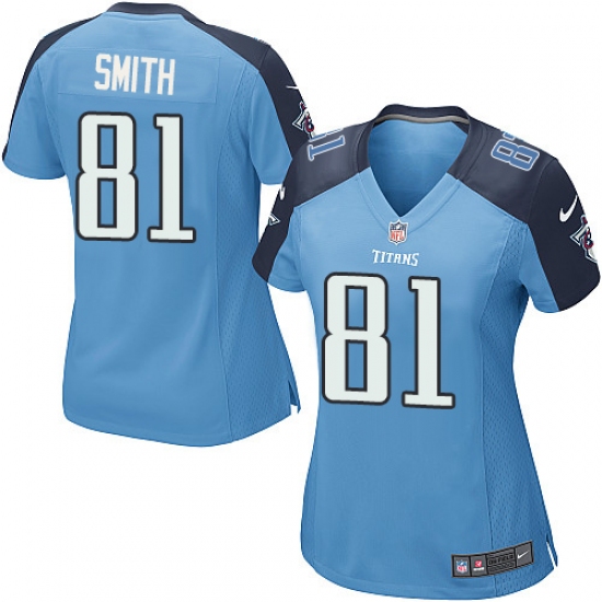 Women's Nike Tennessee Titans #81 Jonnu Smith Game Light Blue Team Color NFL Jersey - Ujersey