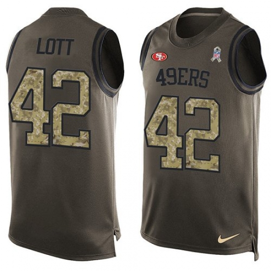 Men's Nike San Francisco 49ers #42 Ronnie Lott Limited Green Salute to Service Tank Top NFL Jersey - Ujersey