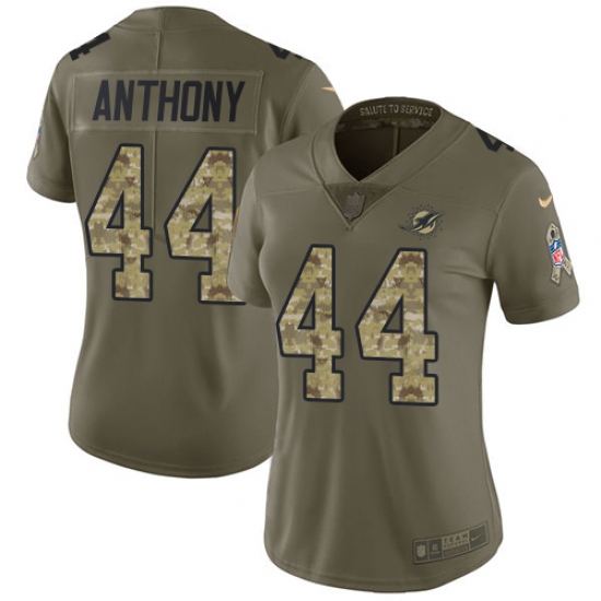 Women's Nike Miami Dolphins #44 Stephone Anthony Limited Olive/Camo 2017 Salute to Service NFL Jersey - Ujersey