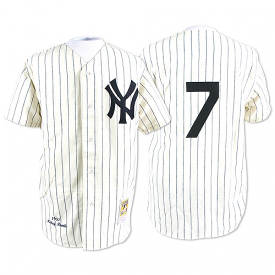 Men's Mitchell and Ness New York Yankees #7 Mickey Mantle Authentic White Throwback MLB Jersey - Ujersey