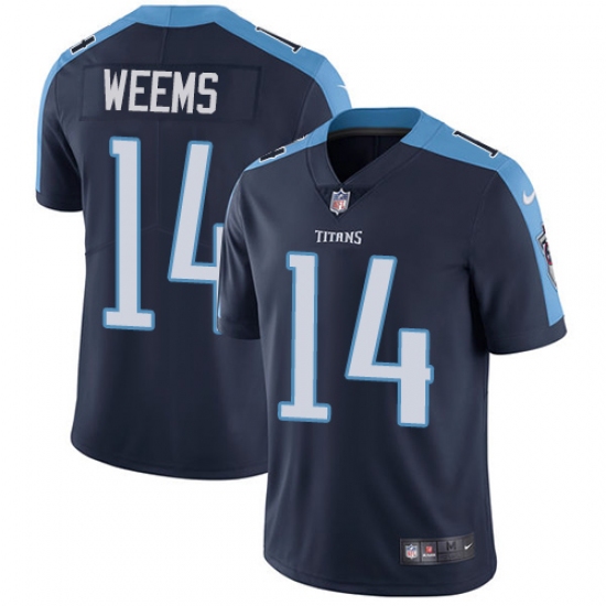 Men's Nike Tennessee Titans #14 Eric Weems Navy Blue Alternate Vapor Untouchable Limited Player NFL Jersey - Ujersey