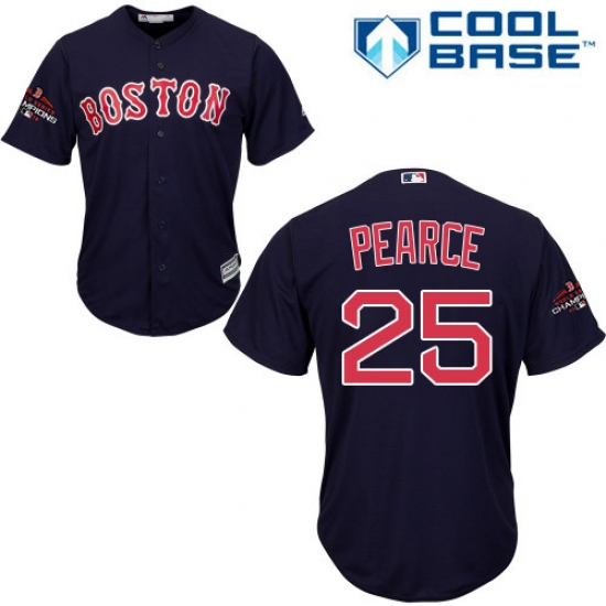 Youth Majestic Boston Red Sox #25 Steve Pearce Authentic Navy Blue Alternate Road Cool Base 2018 World Series Champions MLB Jersey - Ujersey
