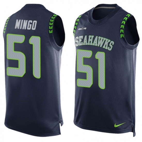 Men's Nike Seattle Seahawks #51 Barkevious Mingo Limited Steel Blue Player Name & Number Tank Top NFL Jersey - Ujersey