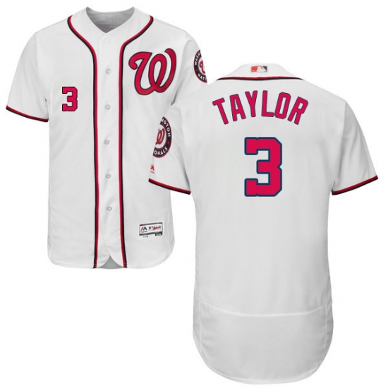 Men's Majestic Washington Nationals #3 Michael Taylor White Home Flex Base Authentic Collection MLB Jersey - Ujersey
