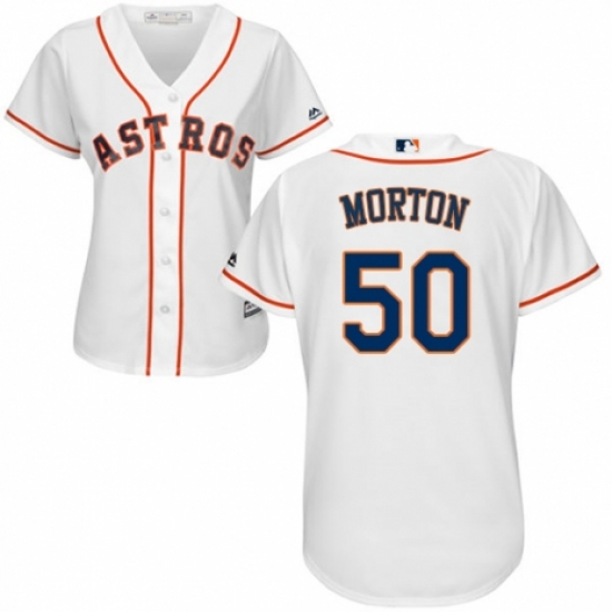 Women's Majestic Houston Astros #50 Charlie Morton Authentic White Home Cool Base MLB Jersey - Ujersey