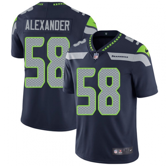 Men's Nike Seattle Seahawks #58 D.J. Alexander Navy Blue Team Color Vapor Untouchable Limited Player NFL Jersey - Ujersey