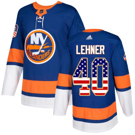 Youth Adidas New York Islanders #40 Robin Lehner Authentic Royal Blue USA Flag Fashion NHL Jersey - Ujersey