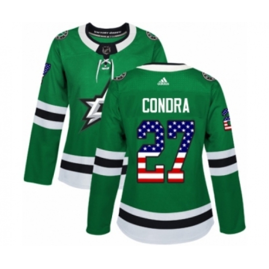Women's Adidas Dallas Stars #27 Erik Condra Authentic Green USA Flag Fashion NHL Jersey - Ujersey