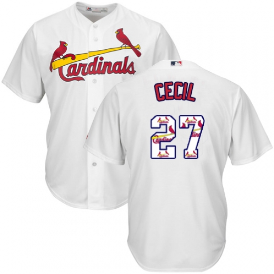 Men's Majestic St. Louis Cardinals #27 Brett Cecil Authentic White Team Logo Fashion Cool Base MLB Jersey - Ujersey