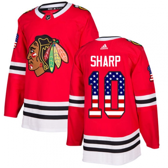 Youth Adidas Chicago Blackhawks #10 Patrick Sharp Authentic Red USA Flag Fashion NHL Jersey - Ujersey