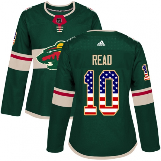 Women's Adidas Minnesota Wild #10 Matt Read Authentic Green USA Flag Fashion NHL Jersey - Ujersey