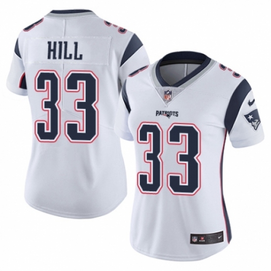 Women's Nike New England Patriots #33 Jeremy Hill White Vapor Untouchable Limited Player NFL Jersey - Ujersey
