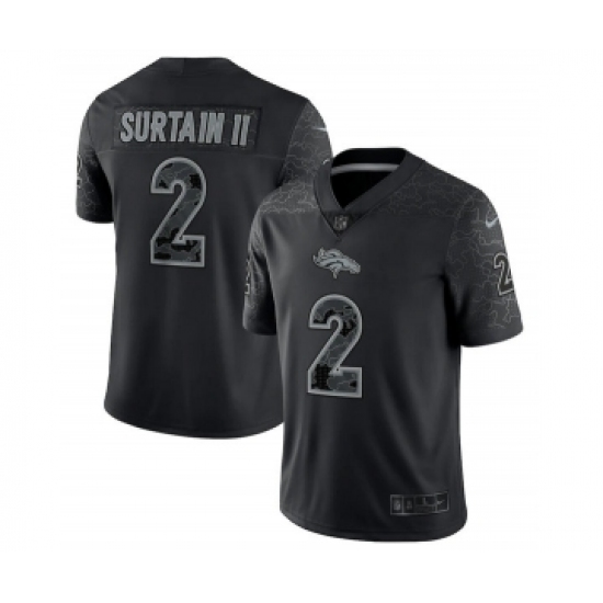 Men's Denver Broncos #2 Patrick Surtain II Black Reflective Limited Stitched Football Jersey - Ujersey