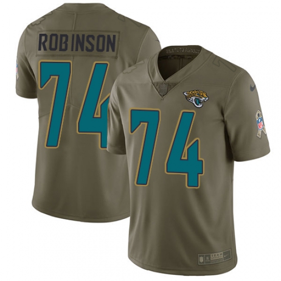 Men's Nike Jacksonville Jaguars #74 Cam Robinson Limited Olive 2017 Salute to Service NFL Jersey - Ujersey
