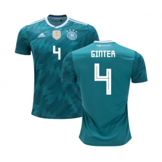 Germany #4 Ginter Away Kid Soccer Country Jersey
