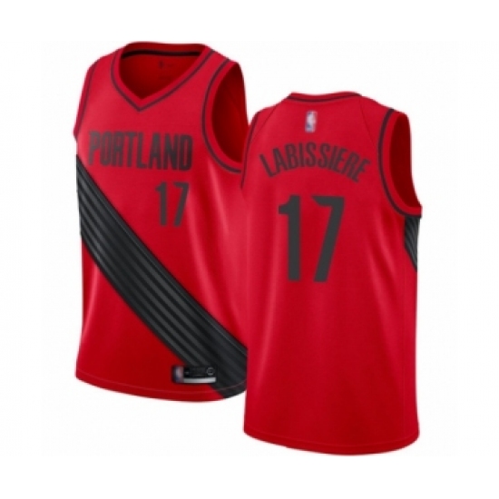 Men's Portland Trail Blazers #17 Skal Labissiere Authentic Red Basketball Jersey Statement Edition - Ujersey