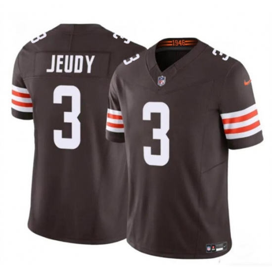 Men's Cleveland Browns #3 Jerry Jeudy Brown 2023 F.U.S.E. Vapor Limited Football Stitched Jersey - Ujersey