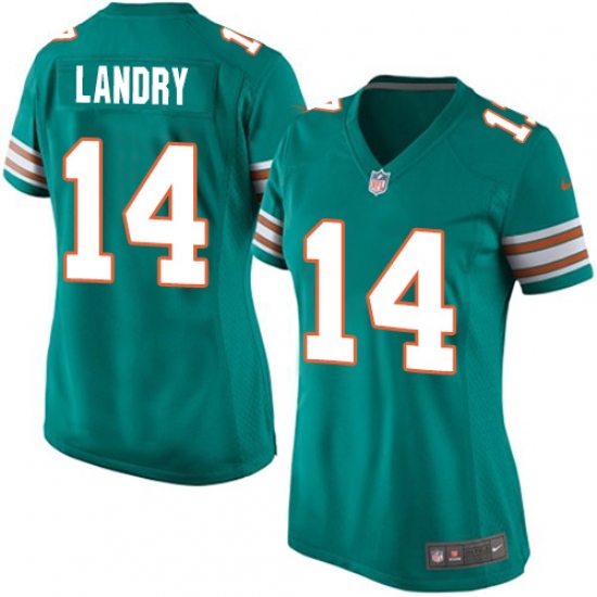 Women's Nike Miami Dolphins #14 Jarvis Landry Game Aqua Green Alternate NFL Jersey - Ujersey