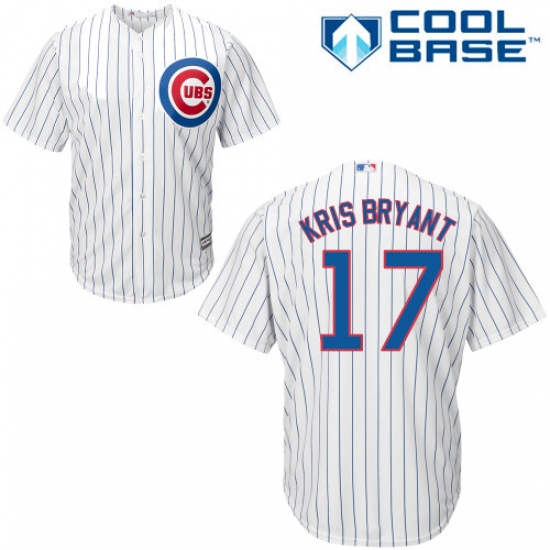 Men's Majestic Chicago Cubs #17 Kris Bryant Replica White Home Cool Base MLB Jersey - Ujersey