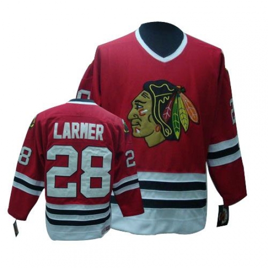 Men's CCM Chicago Blackhawks #28 Steve Larmer Premier Red Throwback NHL Jersey - Ujersey