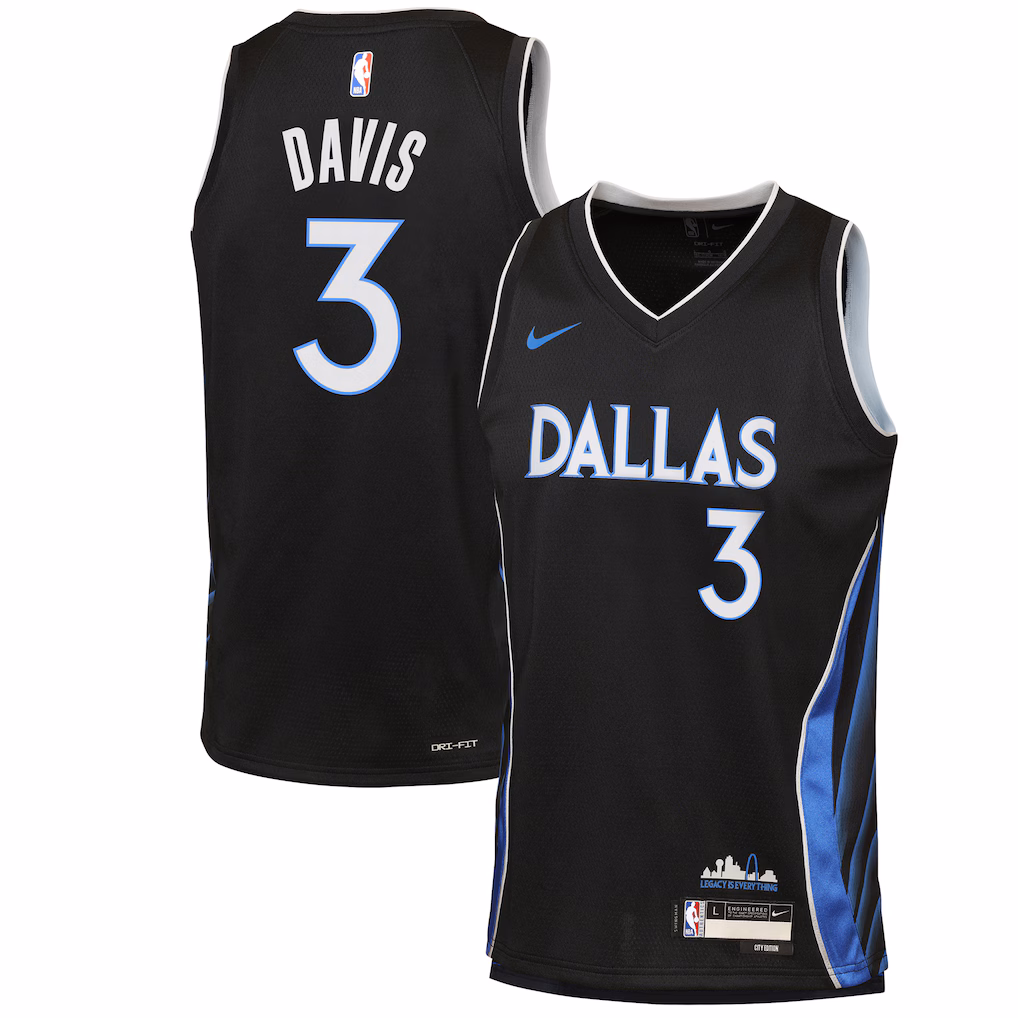 Youth Dallas Mavericks Anthony Davis Nike Black 2025/26 City Edition Swingman Jersey - ujerseystore