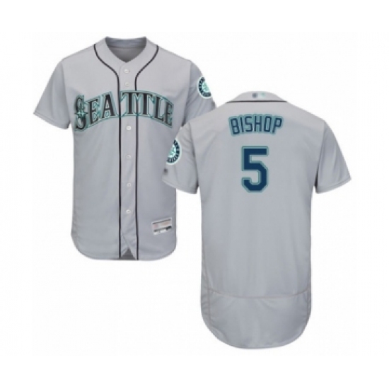 Men's Seattle Mariners #5 Braden Bishop Grey Road Flex Base Authentic Collection Baseball Player Jersey - Ujersey