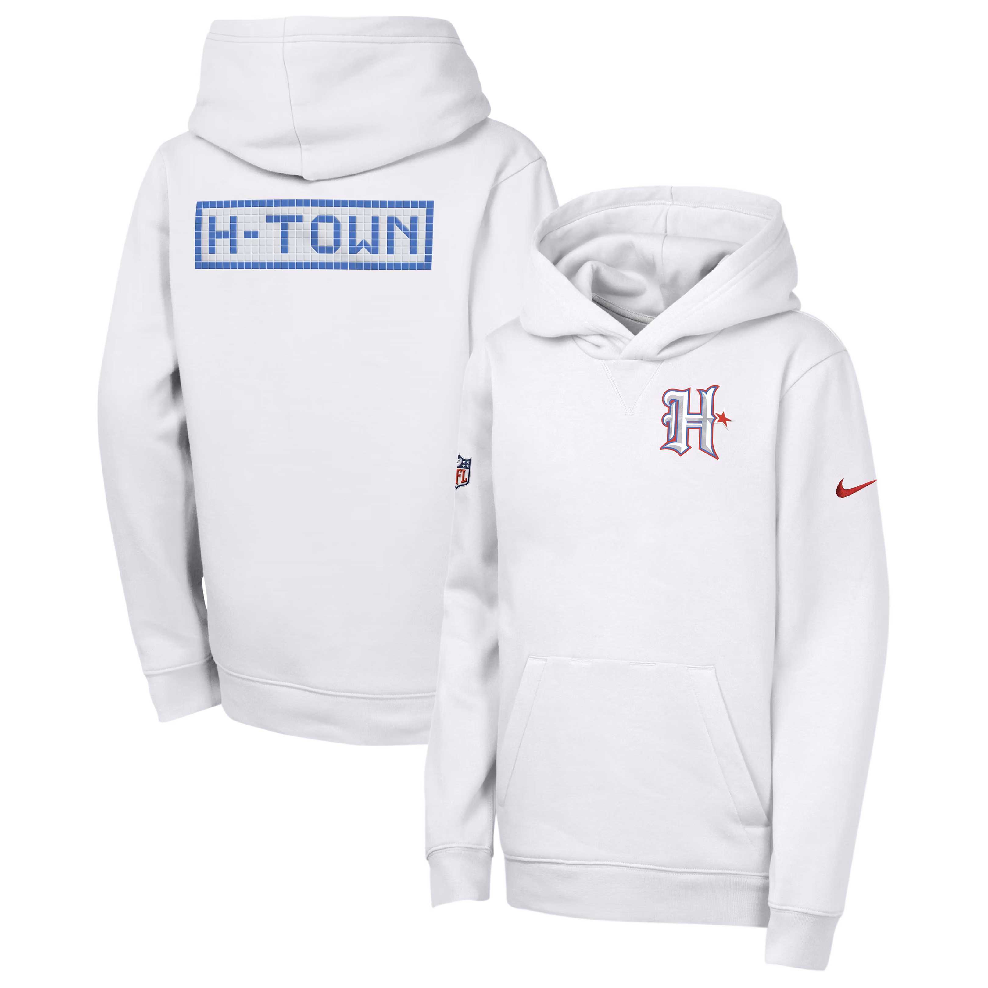 Youth Houston Texans  Nike White 2026 Rivalries Collection Sideline Club Fleece Pullover Hoodie - SUjersey01