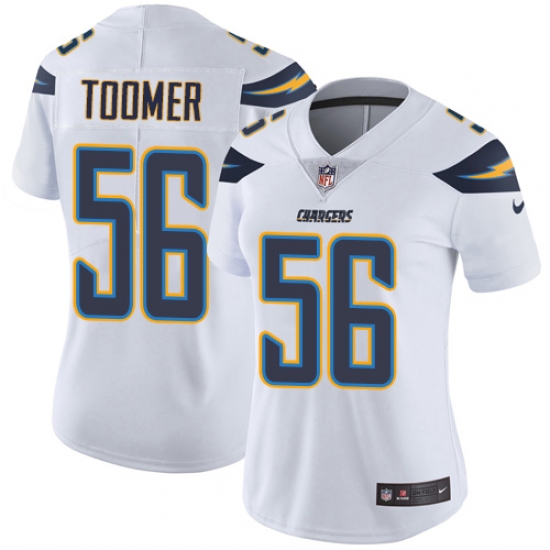 Women's Nike Los Angeles Chargers #56 Korey Toomer White Vapor Untouchable Limited Player NFL Jersey - Ujersey