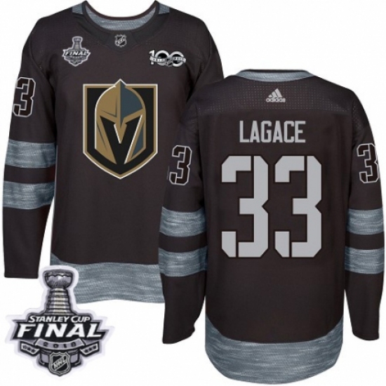 Men's Adidas Vegas Golden Knights #33 Maxime Lagace Authentic Black 1917-2017 100th Anniversary 2018 Stanley Cup Final NHL Jersey - Ujersey