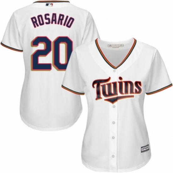 Women's Majestic Minnesota Twins #20 Eddie Rosario Replica White Home Cool Base MLB Jersey - Ujersey
