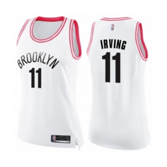 Women's Brooklyn Nets #11 Kyrie Irving Swingman White Pink Fashion Basketball Jersey - Ujersey