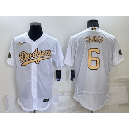 Men's Los Angeles Dodgers #6 Trea Turner White 2022 All Star Stitched Flex Base Nike Jersey - Ujersey
