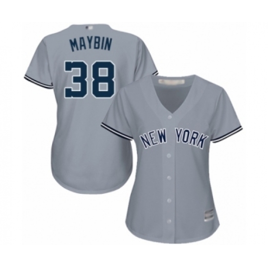 Women's New York Yankees #38 Cameron Maybin Authentic Grey Road Baseball Jersey - Ujersey