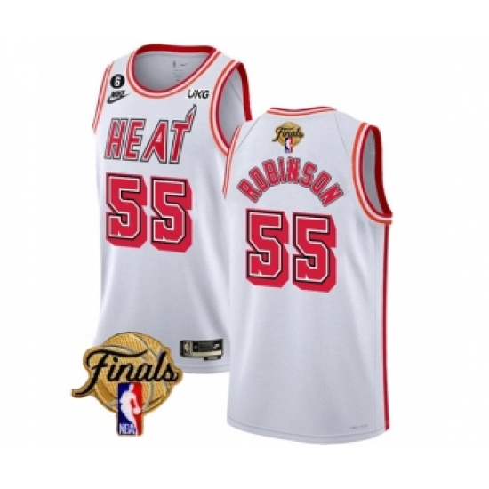 Men's Miami Heat #55 Duncan Robinson White 2023 Finals Classic Edition With NO.6 Stitched Basketball Jersey - Ujersey
