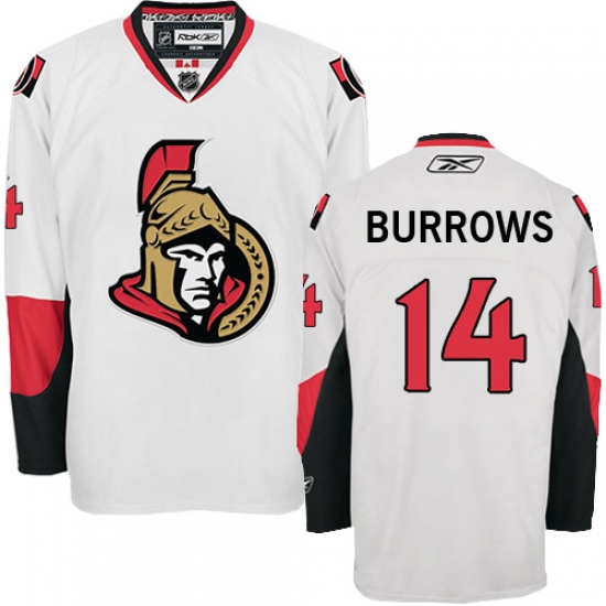Men's Reebok Ottawa Senators #14 Alexandre Burrows Authentic White Away NHL Jersey - Ujersey