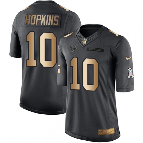 Men's Nike Houston Texans #10 DeAndre Hopkins Limited Black/Gold Salute to Service NFL Jersey - Ujersey