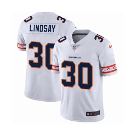 Men's Denver Broncos #30 Phillip Lindsay White Team Logo Cool Edition Jersey