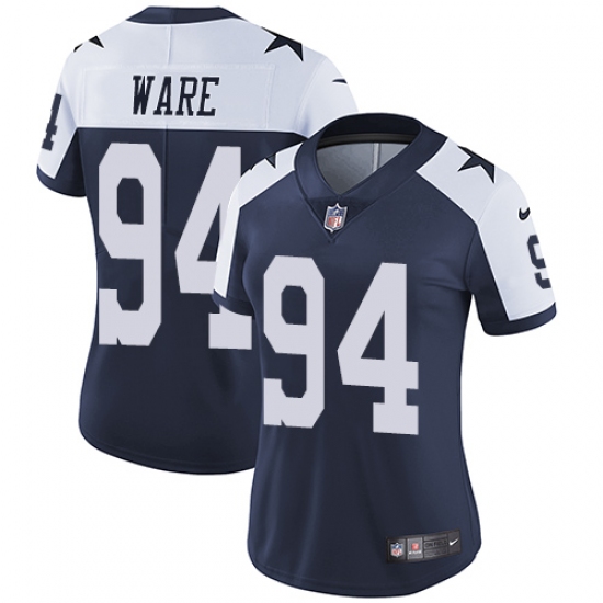 Women's Nike Dallas Cowboys #94 DeMarcus Ware Elite Navy Blue Throwback Alternate NFL Jersey - Ujersey