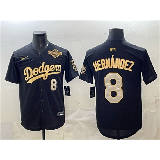 Men's Los Angeles Dodgers #8 Enrique Hernández Black Gold 2025 World Series Limited Stitched Baseball Jersey - Ujersey