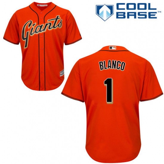 Men's Majestic San Francisco Giants #1 Gregor Blanco Replica Orange Alternate Cool Base MLB Jersey - Ujersey
