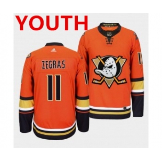 Youth Anaheim Ducks #11 Trevor Zegras Orange Authentic Adidas Jersey - Ujersey