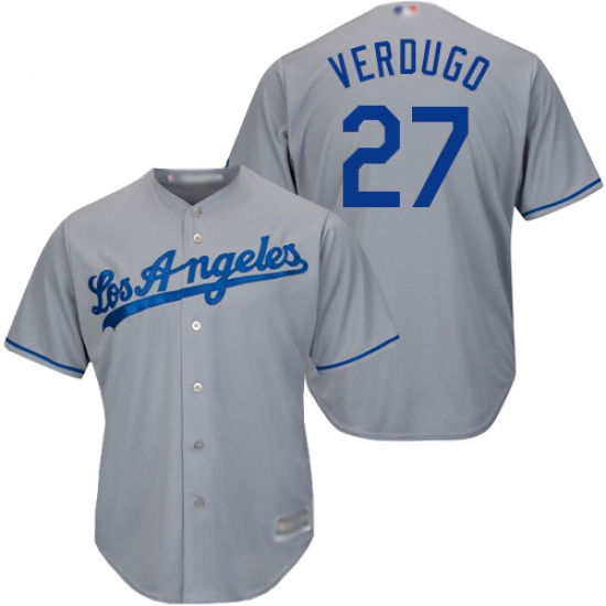 Men's Los Angeles Dodgers #27 Alex Verdugo Grey New Cool Base Stitched Baseball Jersey - Ujersey