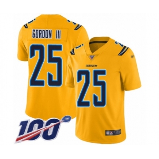 Youth Los Angeles Chargers #25 Melvin Gordon Limited Gold Inverted Legend 100th Season Football Jersey - Ujersey