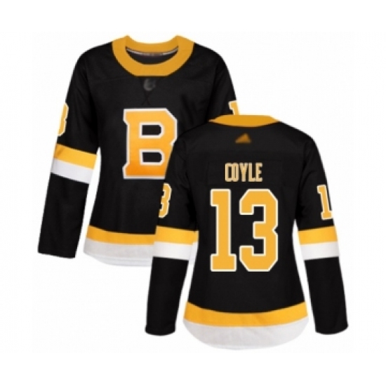 Women's Boston Bruins #13 Charlie Coyle Authentic Black Alternate Hockey Jersey - Ujersey