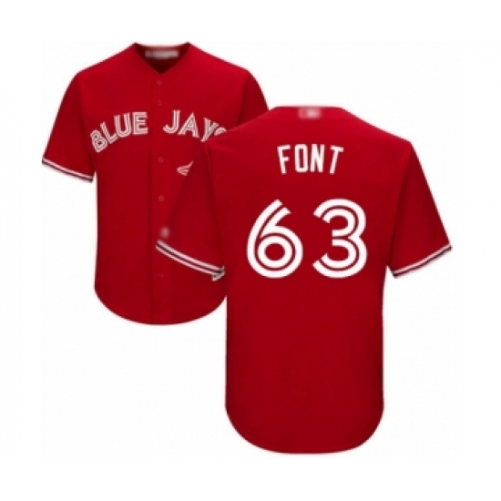 Youth Toronto Blue Jays #63 Wilmer Font Authentic Scarlet Alternate Baseball Player Jersey - Ujersey