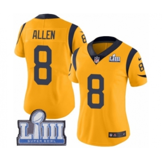 Women's Nike Los Angeles Rams #8 Brandon Allen Limited Gold Rush Vapor Untouchable Super Bowl LIII Bound NFL Jersey - Ujersey