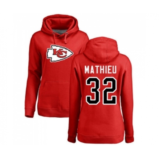 Football Women's Kansas City Chiefs #32 Tyrann Mathieu Red Name & Number Logo Pullover Hoodie - Ujersey