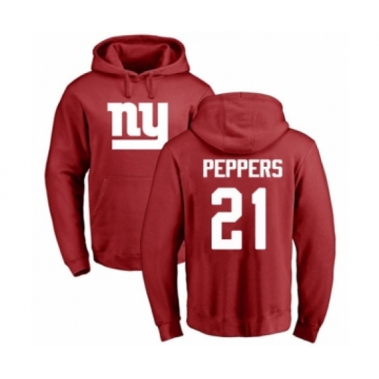 Football New York Giants #21 Jabrill Peppers Red Name & Number Logo Pullover Hoodie - Ujersey NHL