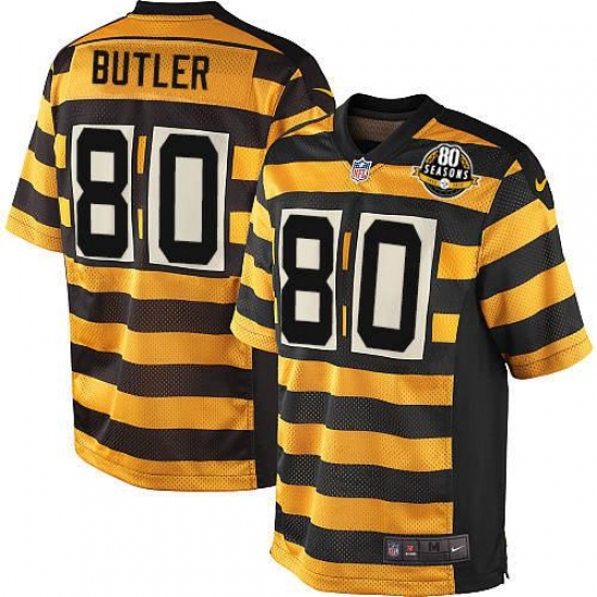 Men's Nike Pittsburgh Steelers #80 Jack Butler Limited Yellow/Black Alternate 80TH Anniversary Throwback NFL Jersey - Ujersey