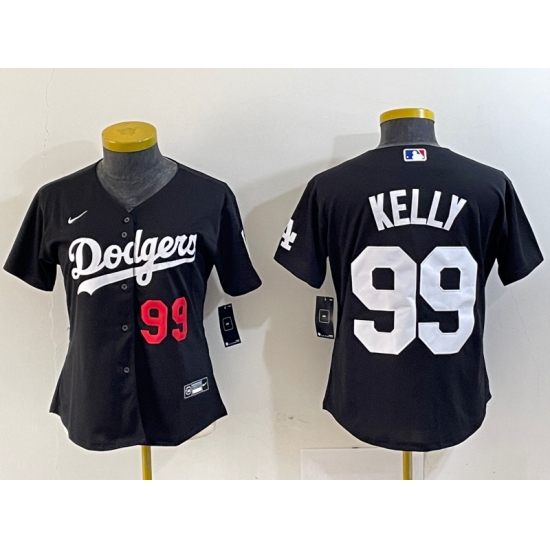 Women's Los Angeles Dodgers #99 Joe Kelly Number Black Stitched Cool Base Nike Jerseys - Ujersey